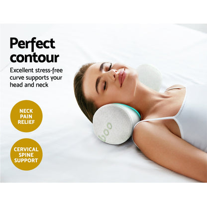 Giselle Bedding Memory Foam Neck Roll Pillow Bamboo Cover-Home &amp; Garden &gt; Bedding-PEROZ Accessories