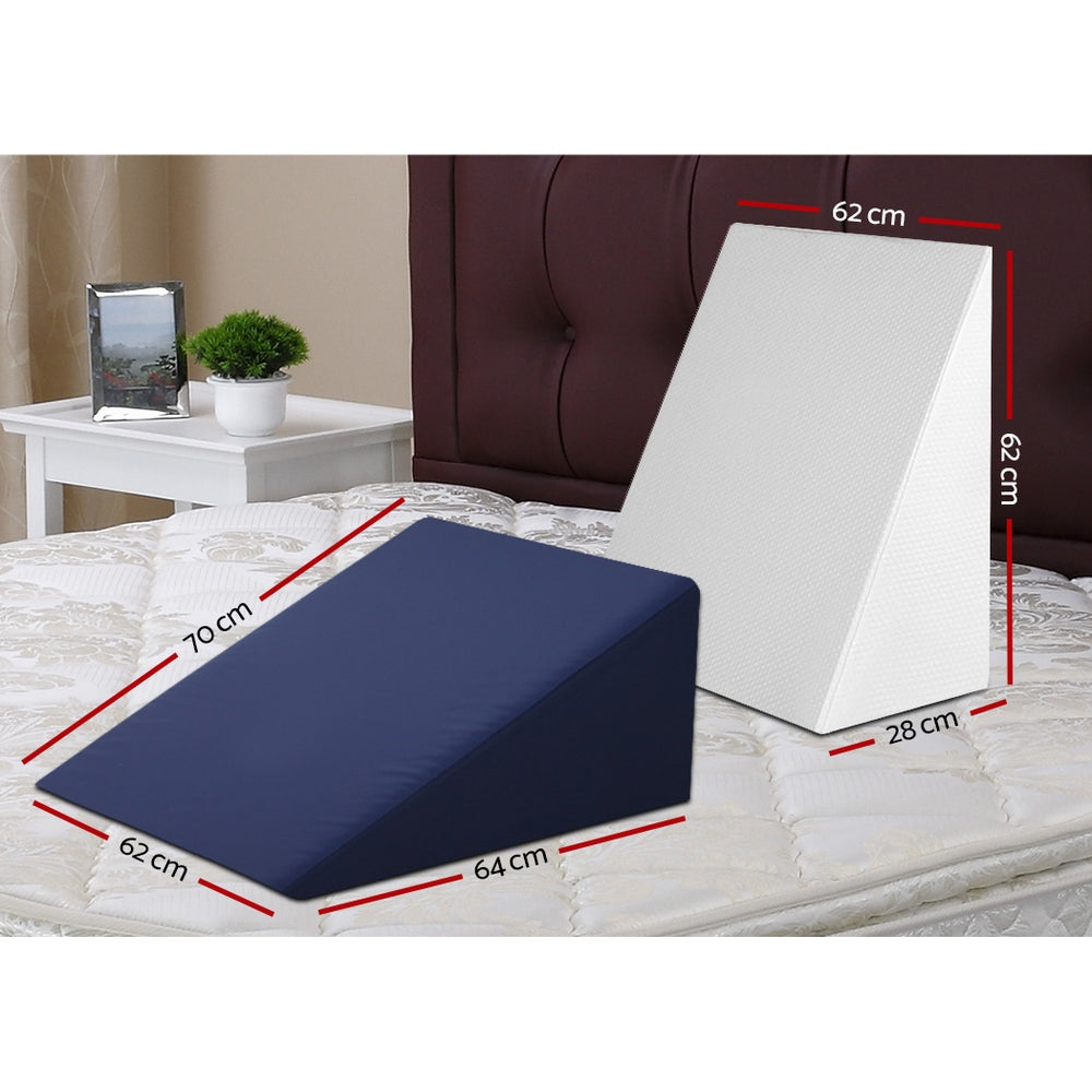 Giselle Bedding Wedge Pillow White &amp; Blue-Home &amp; Garden &gt; Bedding-PEROZ Accessories