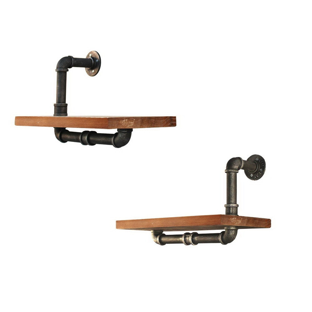 Artiss Wall Shelves Rustic Bookshelf Retro Display Shelves Industrial DIY Pipe Shelf Floating Brackets-Home &amp; Garden &gt; DIY - Peroz Australia - Image - 1