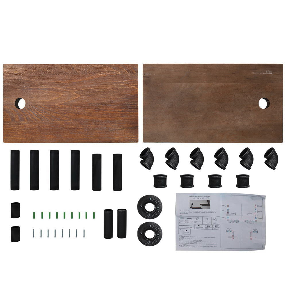 Artiss Wall Shelves Rustic Bookshelf Retro Display Shelves Industrial DIY Pipe Shelf Floating Brackets-Home &amp; Garden &gt; DIY - Peroz Australia - Image - 3