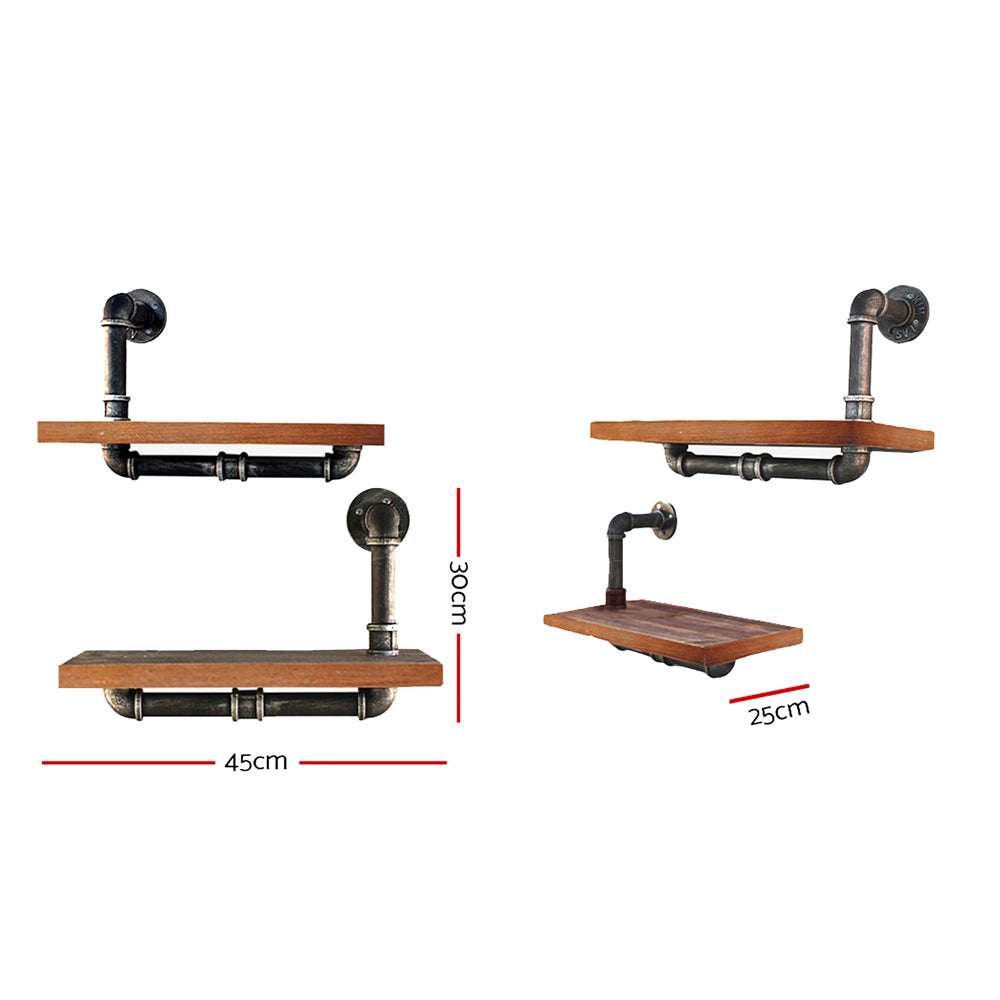 Artiss Display Shelves Rustic Bookshelf Industrial DIY Pipe Shelf Wall Brackets-Home &amp; Garden &gt; DIY - Peroz Australia - Image - 2