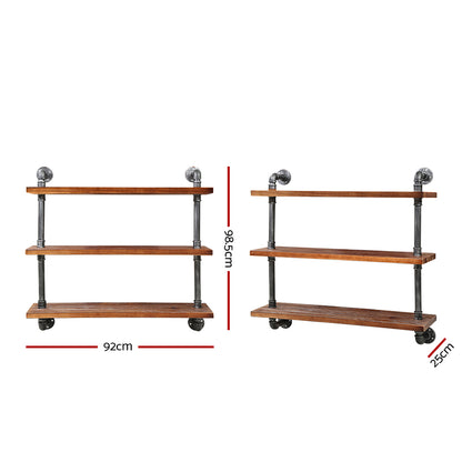 Artiss Display Wall Shelves Industrial DIY Pipe Shelf Brackets Rustic Bookshelf-Furniture &gt; Living Room - Peroz Australia - Image - 3