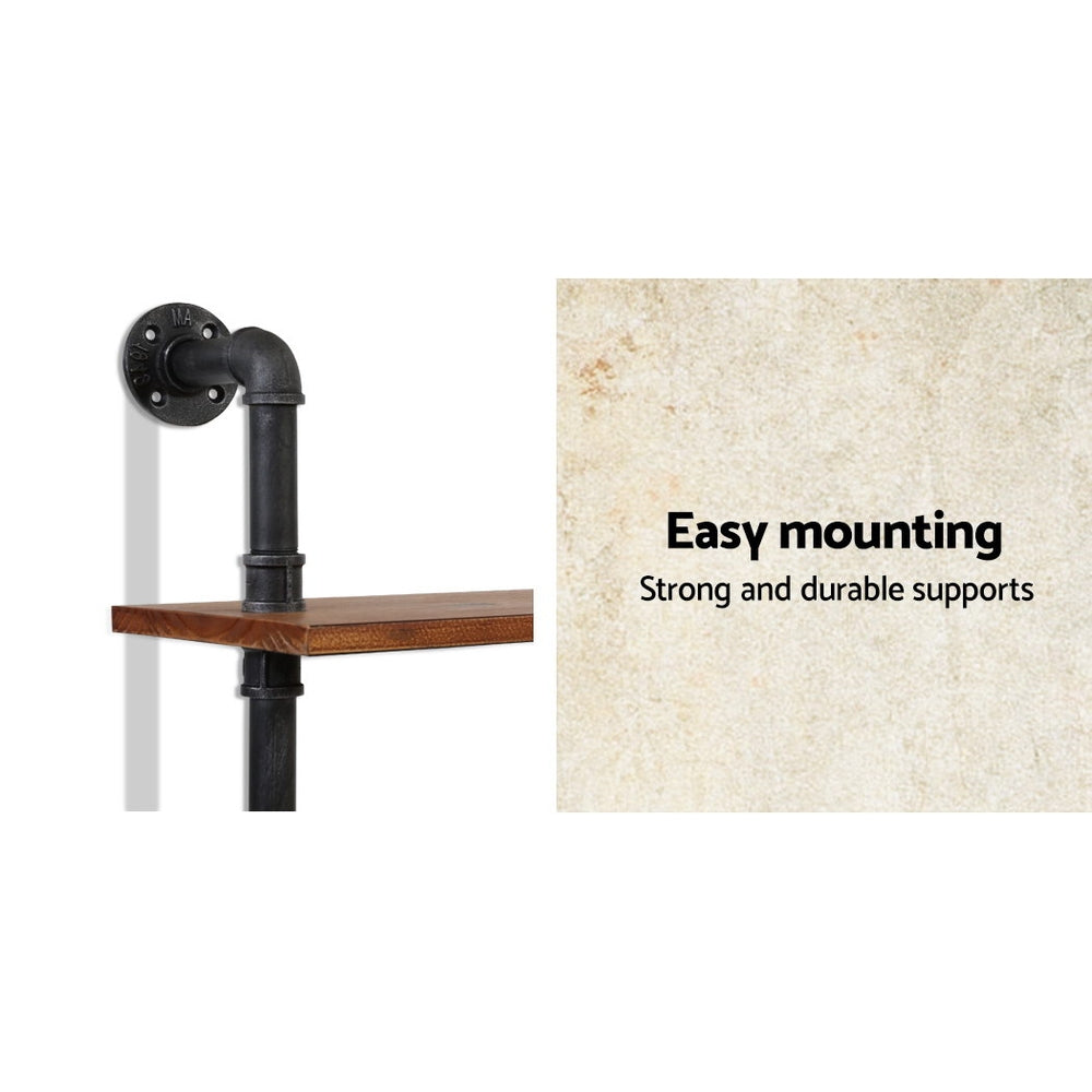 Artiss Display Wall Shelves Industrial DIY Pipe Shelf Brackets Rustic Bookshelf-Furniture &gt; Living Room - Peroz Australia - Image - 7