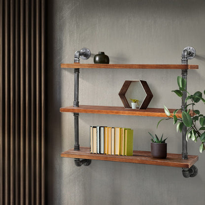 Artiss Display Wall Shelves Industrial DIY Pipe Shelf Brackets Rustic Bookshelf-Furniture &gt; Living Room - Peroz Australia - Image - 1