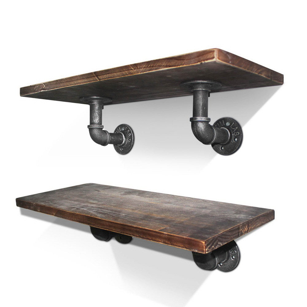 Artiss Wall Shelves Industrial Display Bookshelf DIY Pipe Shelf Rustic Brackets-Home &amp; Garden &gt; DIY - Peroz Australia - Image - 1
