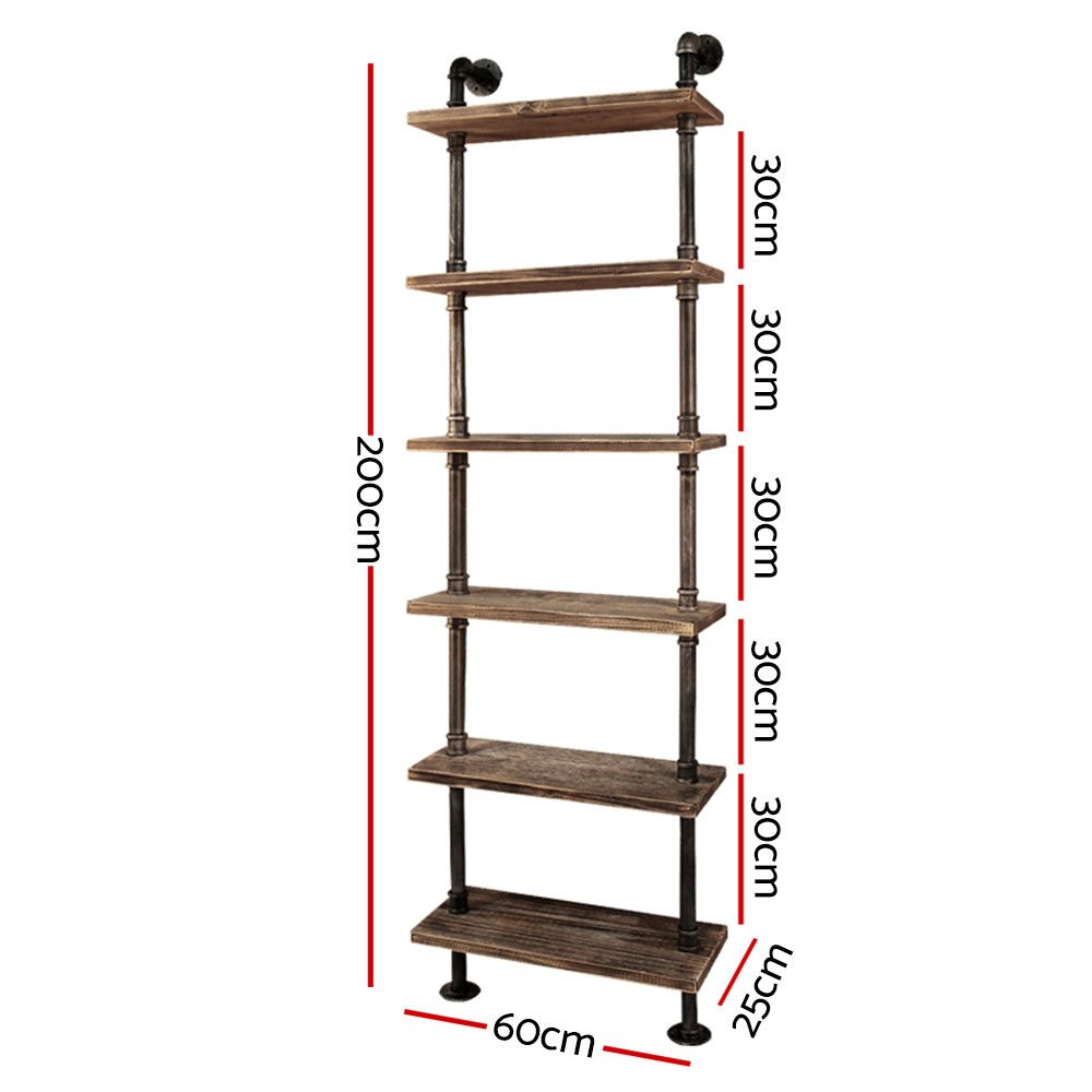 Artiss Rustic Wall Shelves Display Bookshelf Industrial DIY Pipe Shelf Brackets-Home &amp; Garden &gt; DIY - Peroz Australia - Image - 2