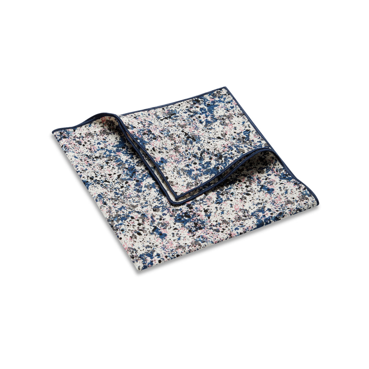 POCKET SQUARE. Art Print. Navy/Pink.-Pocket Squares-PEROZ Accessories