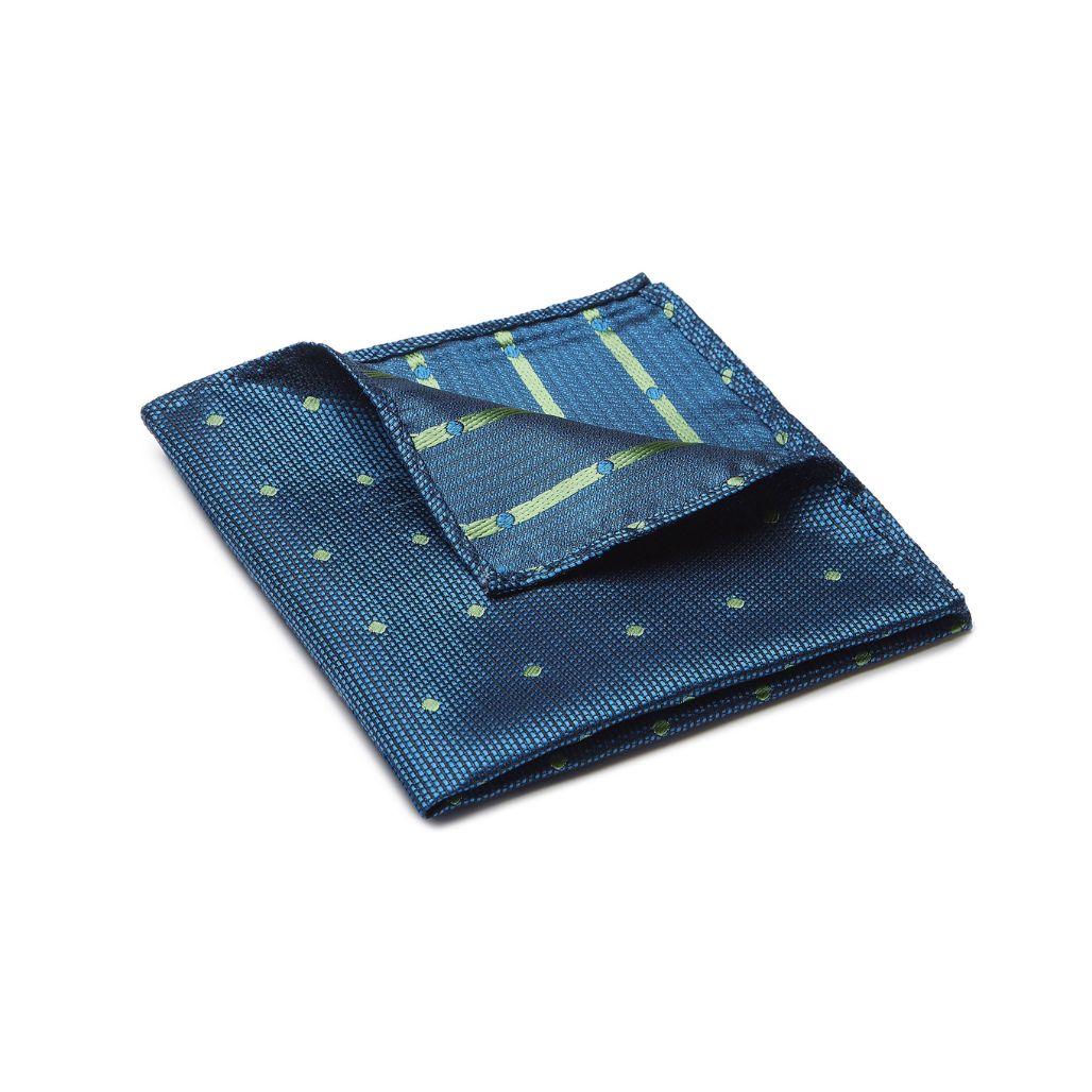 POCKET SQUARE. Carnival Print. Blue/Green.-Pocket Squares-PEROZ Accessories