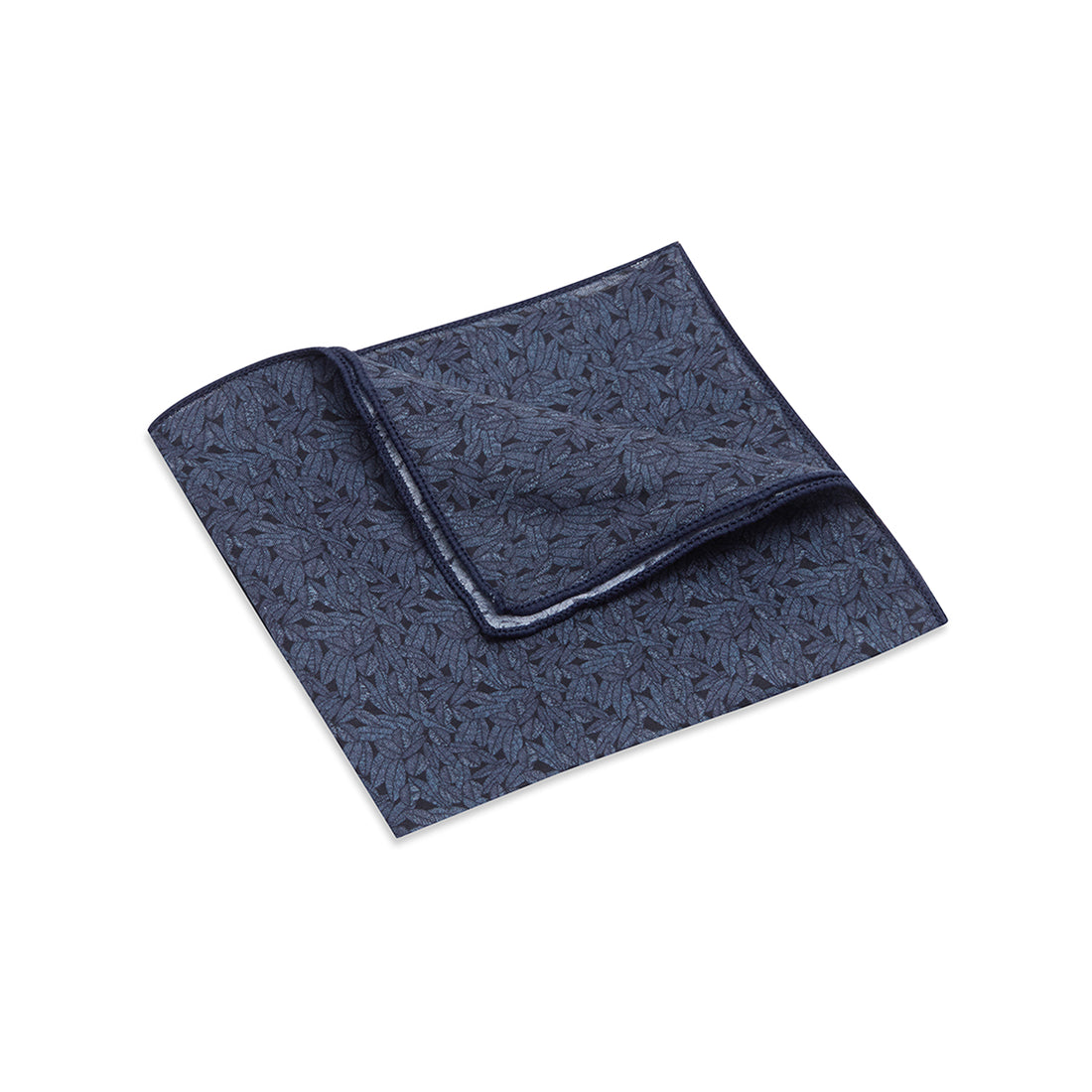 POCKET SQUARE. Jocelyn Proust Lined Leaves Print. Midnight-Pocket Squares-PEROZ Accessories