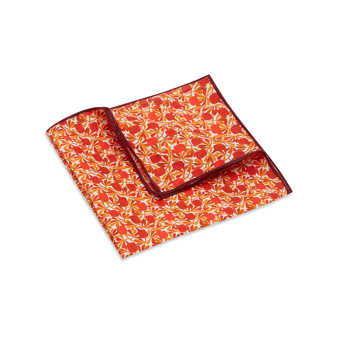 POCKET SQUARE. Jocelyn Proust Coastal Banksia. Red/Beige-Pocket Squares-PEROZ Accessories