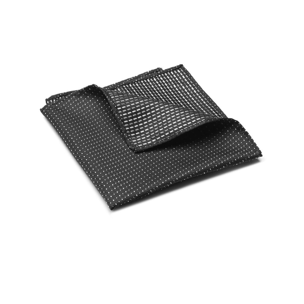 POCKET SQUARE. Micro Print. Black-Pocket Squares-PEROZ Accessories