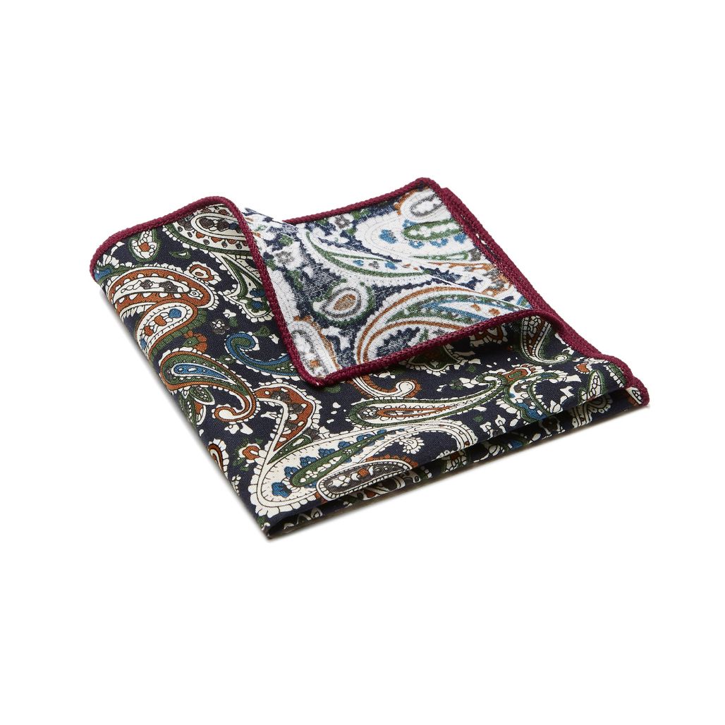 POCKET SQUARE. Paisley Print. Brown-Pocket Squares-PEROZ Accessories