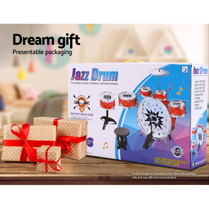 Keezi 11 Piece Kids Drum Set-Baby &amp; Kids &gt; Toys-PEROZ Accessories