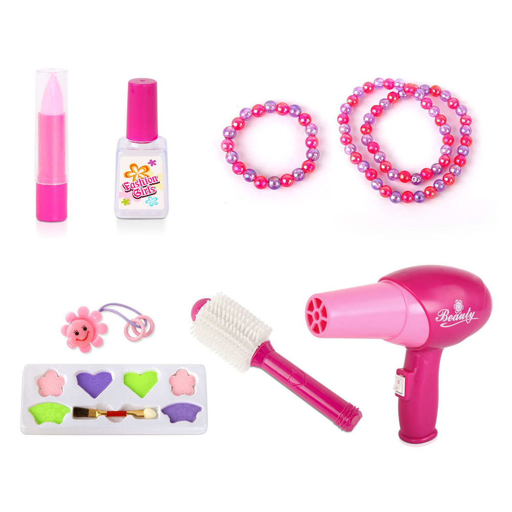 Keezi 30 Piece Kids Dressing Table Set - Pink-Baby &amp; Kids &gt; Toys-PEROZ Accessories