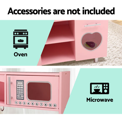 Keezi Kids Kitchen Set Pretend Play Food Sets Childrens Utensils Wooden Toy Pink-Baby &amp; Kids &gt; Toys-PEROZ Accessories
