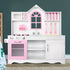 Keezi Kids Wooden Kitchen Play Set - White & Pink-Baby & Kids > Toys-PEROZ Accessories