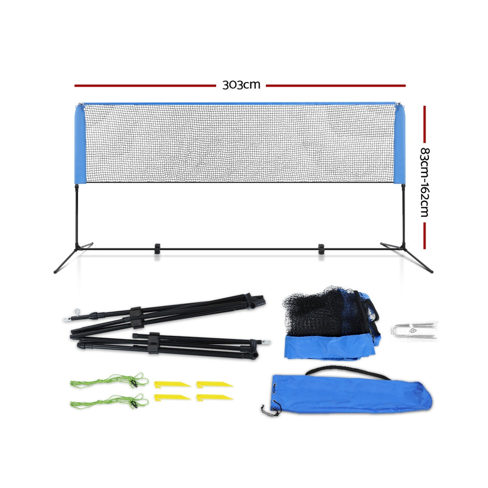 Everfit Portable Sports Net Stand Badminton Volleyball Tennis Soccer 3m 3ft Blue-Sports &amp; Fitness &gt; Fitness Accessories-PEROZ Accessories