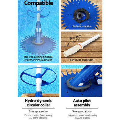 Aquabuddy Pool Cleaner Automatic Vacuum Floor Climb Swimming Wall Pool 10M Hose-Pool Cleaners-PEROZ Accessories