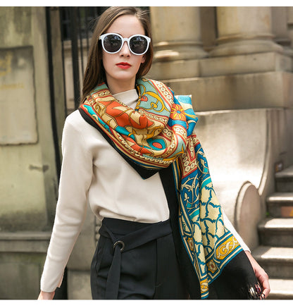 Anyyou 100% Pure Merino Wool Multicolor Tie Pattern Stylish Poncho Winter Large Scarf With Trendy Pashmina Shawl Bandana For Womenfashion Design-Scarves-PEROZ Accessories