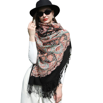 Anyyou 100% Pure Merino Wool Pink Poncho Winter Large Scarf Pashmina Shawl Bandana Neck Wrap For Women-Scarves-PEROZ Accessories