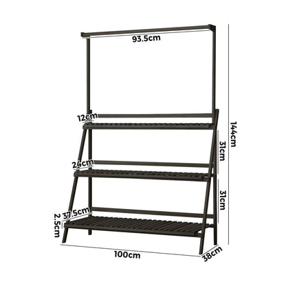 Livsip 3 Tier Plant Stand Indoor Outdoor Garden Planter Flower Pot Shelf Wooden-Plant Stand-PEROZ Accessories