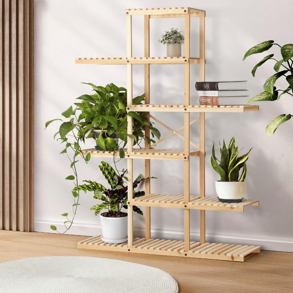 Livsip Bamboo Wood Plant Stand Flower Plants 6 Tiers Corner Display Shelves DIY-Plant Stand-PEROZ Accessories