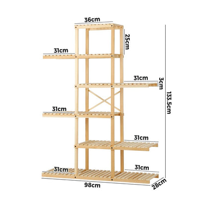 Livsip Bamboo Wood Plant Stand Flower Plants 6 Tiers Corner Display Shelves DIY-Plant Stand-PEROZ Accessories