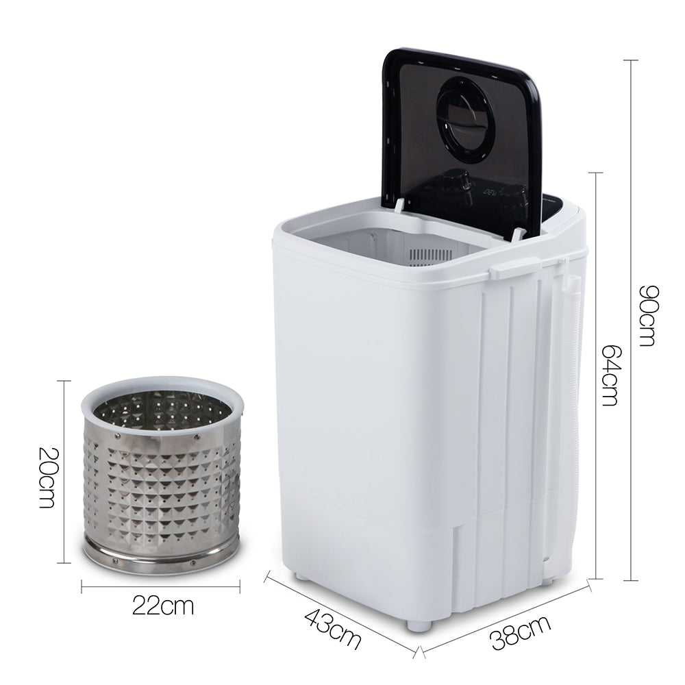 Devanti 4.6KG Mini Portable Washing Machine - Black-Appliances &gt; Washers &amp; Dryers-PEROZ Accessories