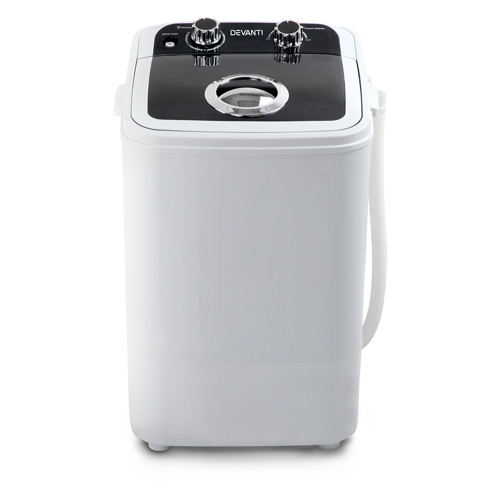 Devanti 4.6KG Mini Portable Washing Machine - Black-Appliances &gt; Washers &amp; Dryers-PEROZ Accessories