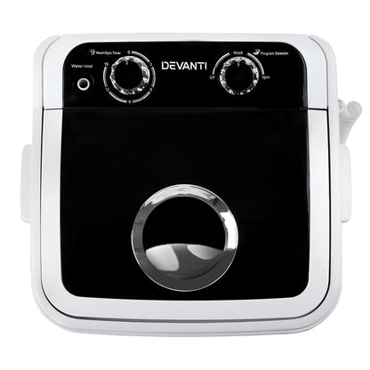 Devanti 4.6KG Mini Portable Washing Machine - Black-Appliances &gt; Washers &amp; Dryers-PEROZ Accessories