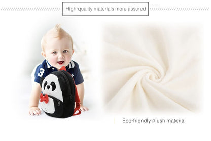 Anykidz 3D Black Panda Kids School Backpack Cute Cartoon Animal Style Children Toddler Plush Bag Perfect Accessories For Boys and Girls-Backpacks-PEROZ Accessories