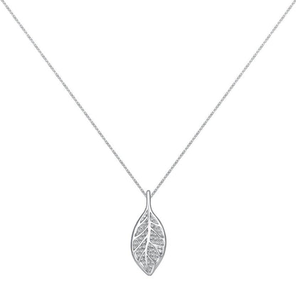 Anyco Necklace Silver High Quality Necklace Design Jewelry 925 Sterling Silver Cubic Zirconia Leaf Pendant Necklaces For Women-Necklace-PEROZ Accessories
