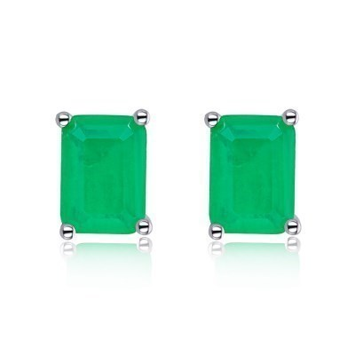 Anyco Earrings Green High Quality Square Zircon Minimalist Sterling Silver 925 Four Claws-Earrings-PEROZ Accessories