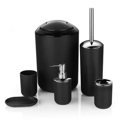 Anyhouz Plastic Bathroom Accessories Sets Black Toilet Brush Soap Dish Toothpaste Dispenser Swing Lid Trash Washable for Bath Accessories-Bathroom and Toilet Accessories-PEROZ Accessories