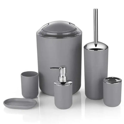 Anyhouz Plastic Bathroom Accessories Sets Gray Toilet Brush Soap Dish Toothpaste Dispenser Swing Lid Trash Washable for Bath Accessories-Bathroom and Toilet Accessories-PEROZ Accessories