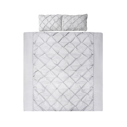 Giselle Quilt Cover Set Diamond Pinch Grey - Super King-Home &amp; Garden &gt; Bedding-PEROZ Accessories