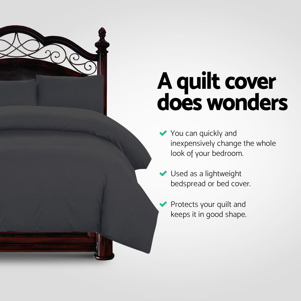 Giselle Quilt Cover Set Classic Black - King-Home &amp; Garden &gt; Bedding-PEROZ Accessories