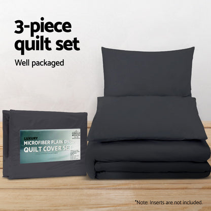 Giselle Quilt Cover Set Classic Black - King-Home &amp; Garden &gt; Bedding-PEROZ Accessories