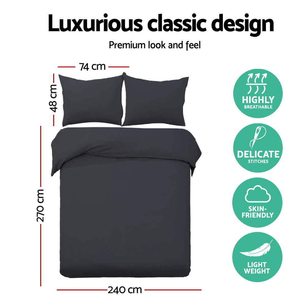Giselle Quilt Cover Set Classic Black - Super King-Home &amp; Garden &gt; Bedding-PEROZ Accessories