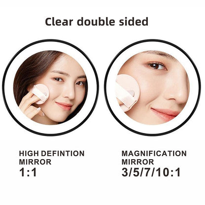 Anyvogue Black 8in Wall Mounted Smart LED Makeup Mirror Double Sided Touch Dimming Adjustable 7x Magnification Battery Type-Makeup Mirror-PEROZ Accessories