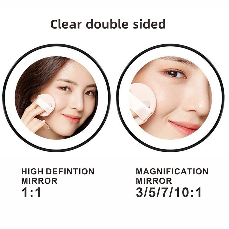 Anyvogue Silver 8in Wall Mounted Smart LED Makeup Mirror Double Sided Touch Dimming Adjustable 10x Magnification USB Type-Makeup Mirror-PEROZ Accessories