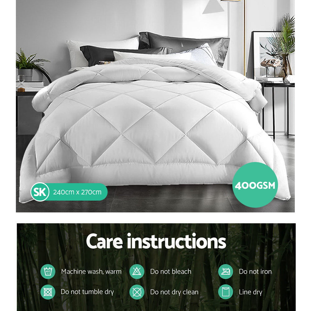 Giselle Bedding Super King 400GSM Microfibre Bamboo Microfiber Quilt-Home &amp; Garden &gt; Bedding-PEROZ Accessories