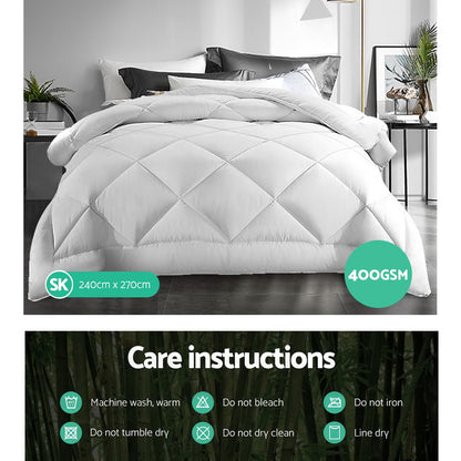 Giselle Bedding Super King 400GSM Microfibre Bamboo Microfiber Quilt-Home &amp; Garden &gt; Bedding-PEROZ Accessories