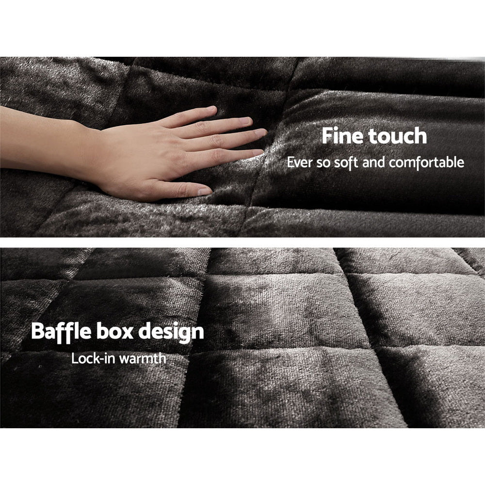 Giselle Bedding Faux Mink Quilt Double Size Charcoal-Quilts-PEROZ Accessories
