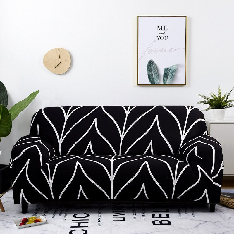 Anyhouz 4 Seater Sofa Cover Black Style and Protection For Living Room Sofa Chair Elastic Stretchable Slipcover-Slipcovers-PEROZ Accessories