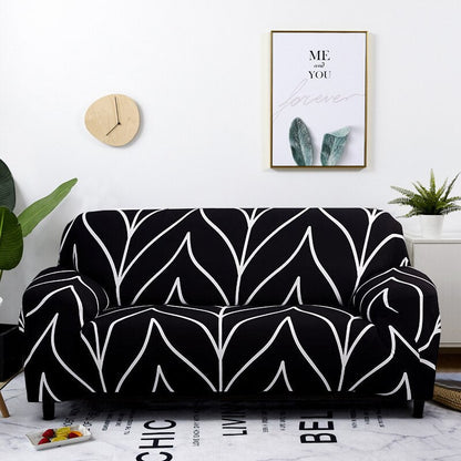 Anyhouz 4 Seater Sofa Cover Black Style and Protection For Living Room Sofa Chair Elastic Stretchable Slipcover-Slipcovers-PEROZ Accessories