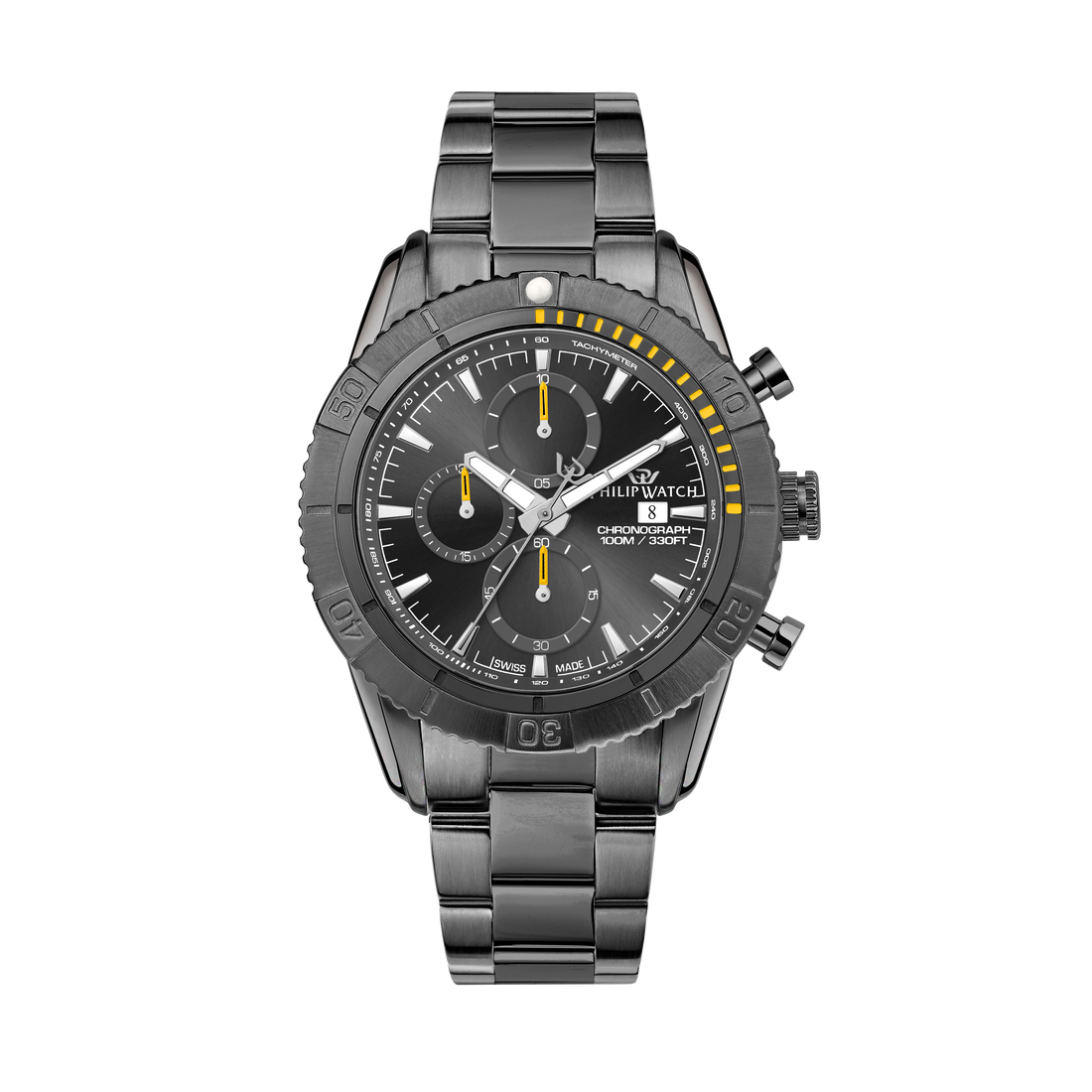 Philip Watch Champion Black 45mm Chronograph-Quartz Watches-PEROZ Accessories