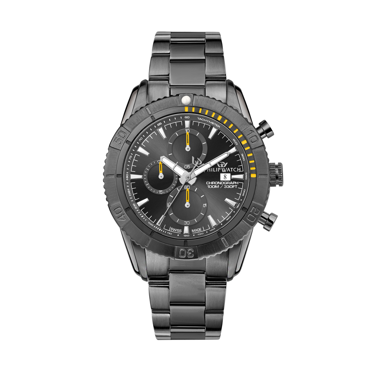 Philip Watch Champion Black 45mm Chronograph-Quartz Watches-PEROZ Accessories