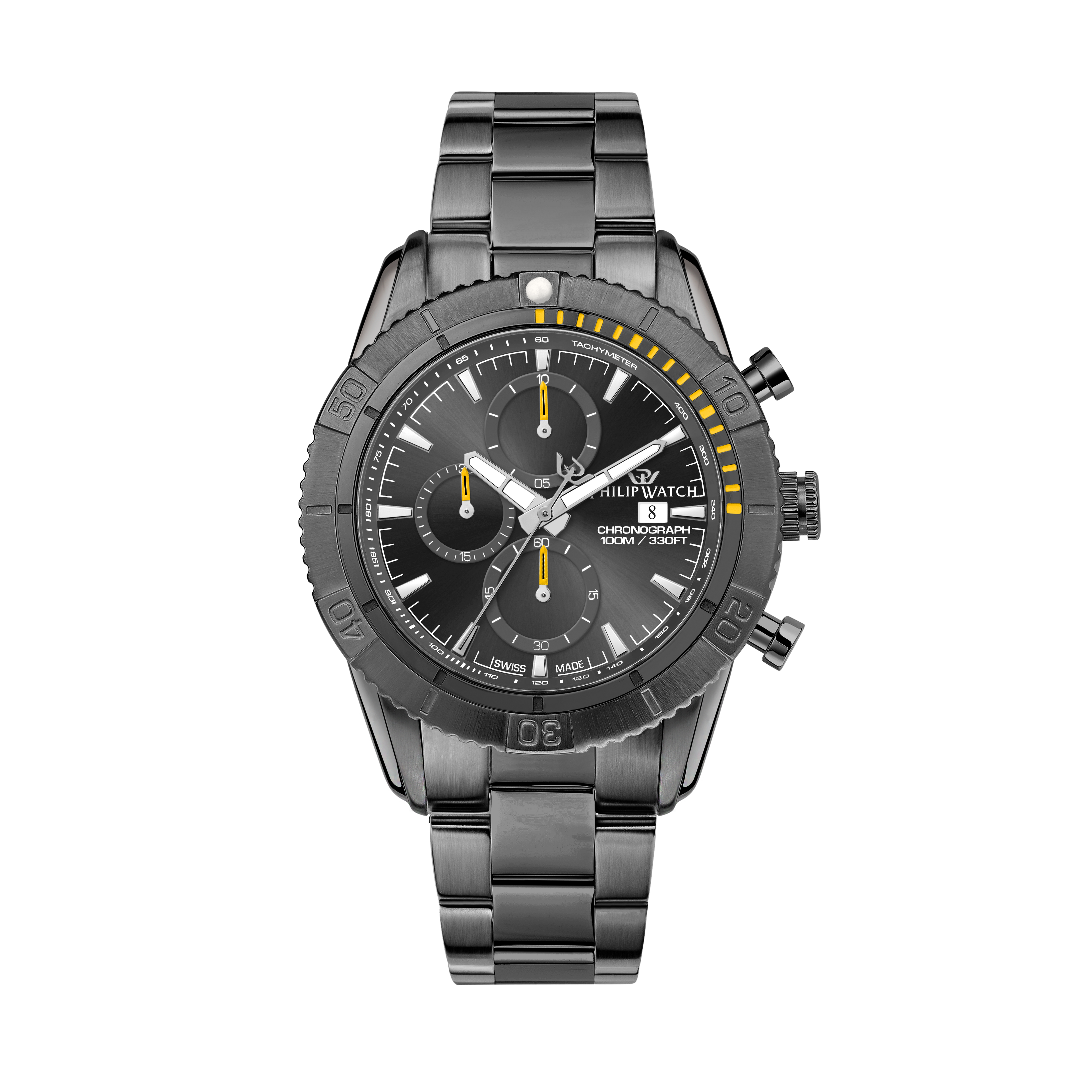 Philip Watch Champion Black 45mm Chronograph-Quartz Watches-PEROZ Accessories
