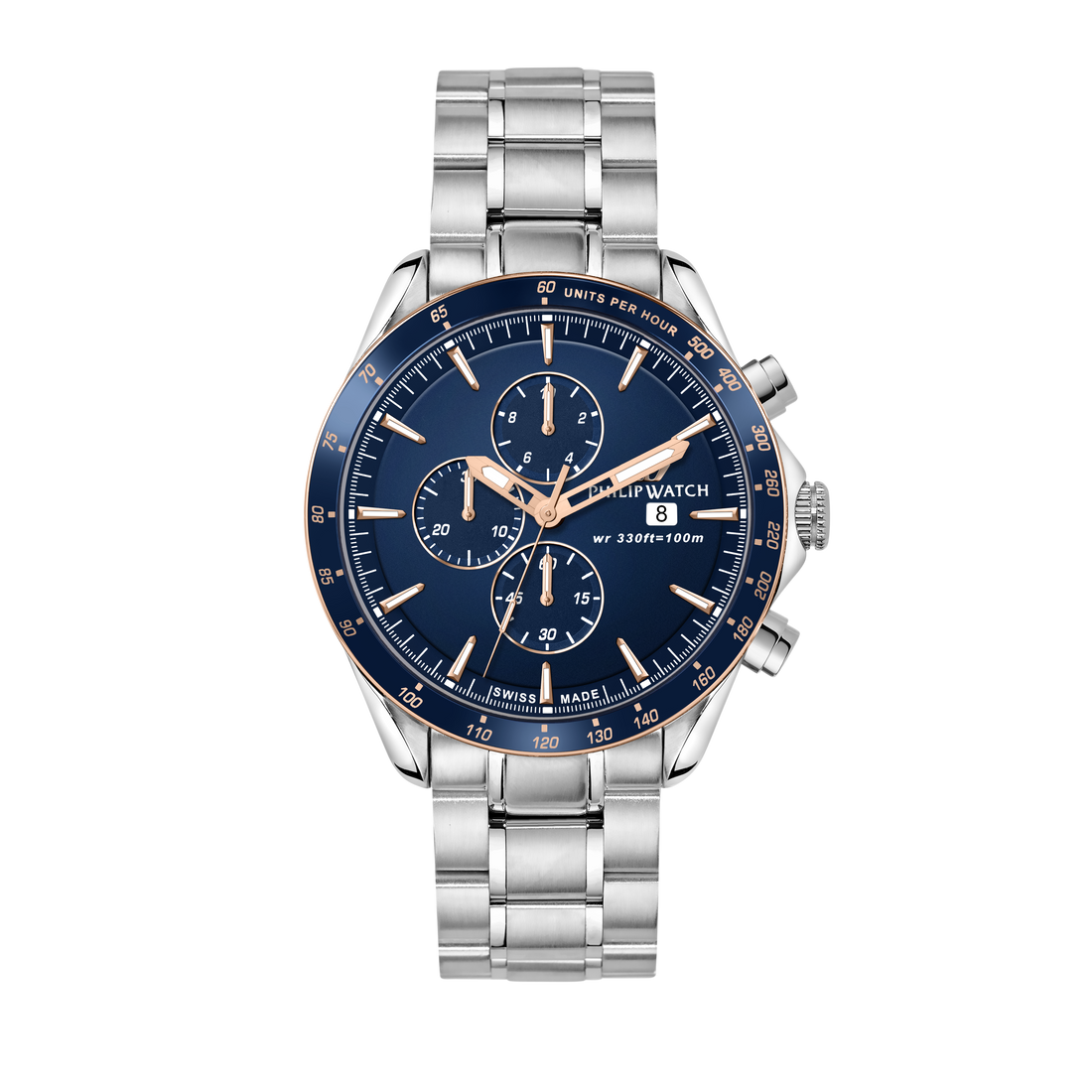 Philip Watch Blaze Blue 44mm Chronograph-Quartz Watches-PEROZ Accessories